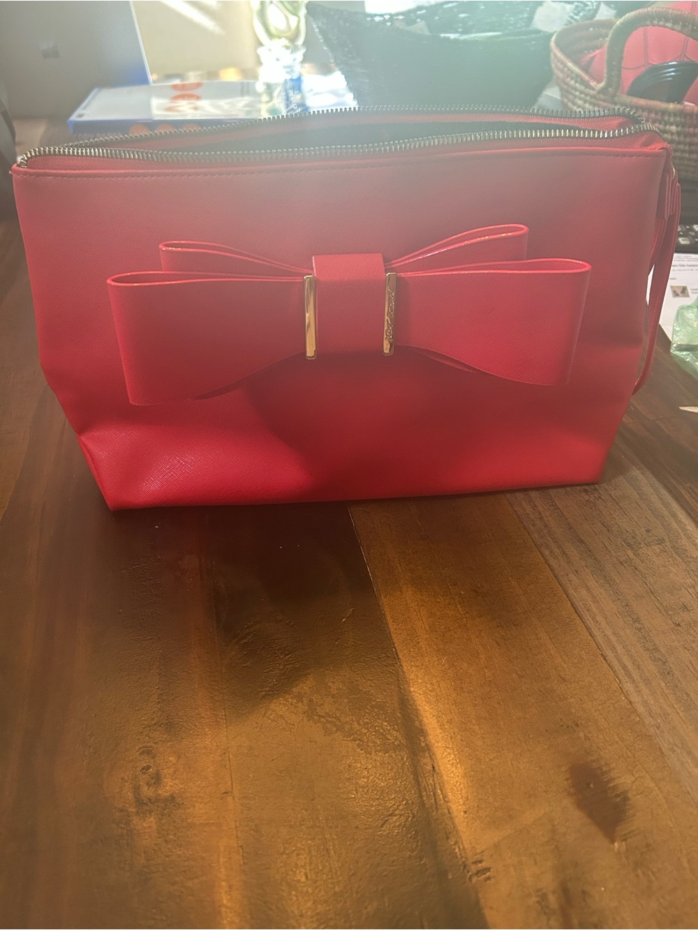 Betsey Johnson Red Bow Cosmetic Case